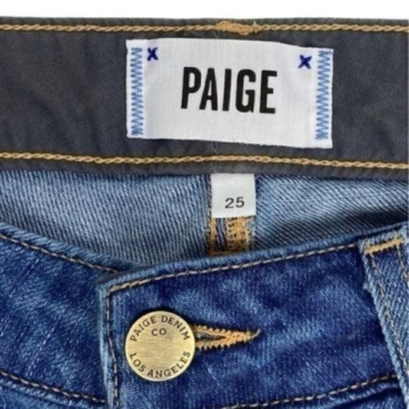 Paige Jimmy Jimmy Skinny Distressed Blue Jeans Size 25 - Picture 8 of 14